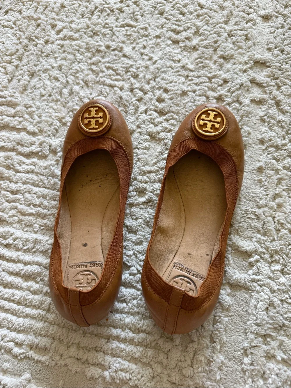 Tory Burch Caroline ballet flats tan leather